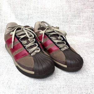 Adidas Superstar mens 2007 shell toe skateboard sneakers sz 8 brown red Y2K